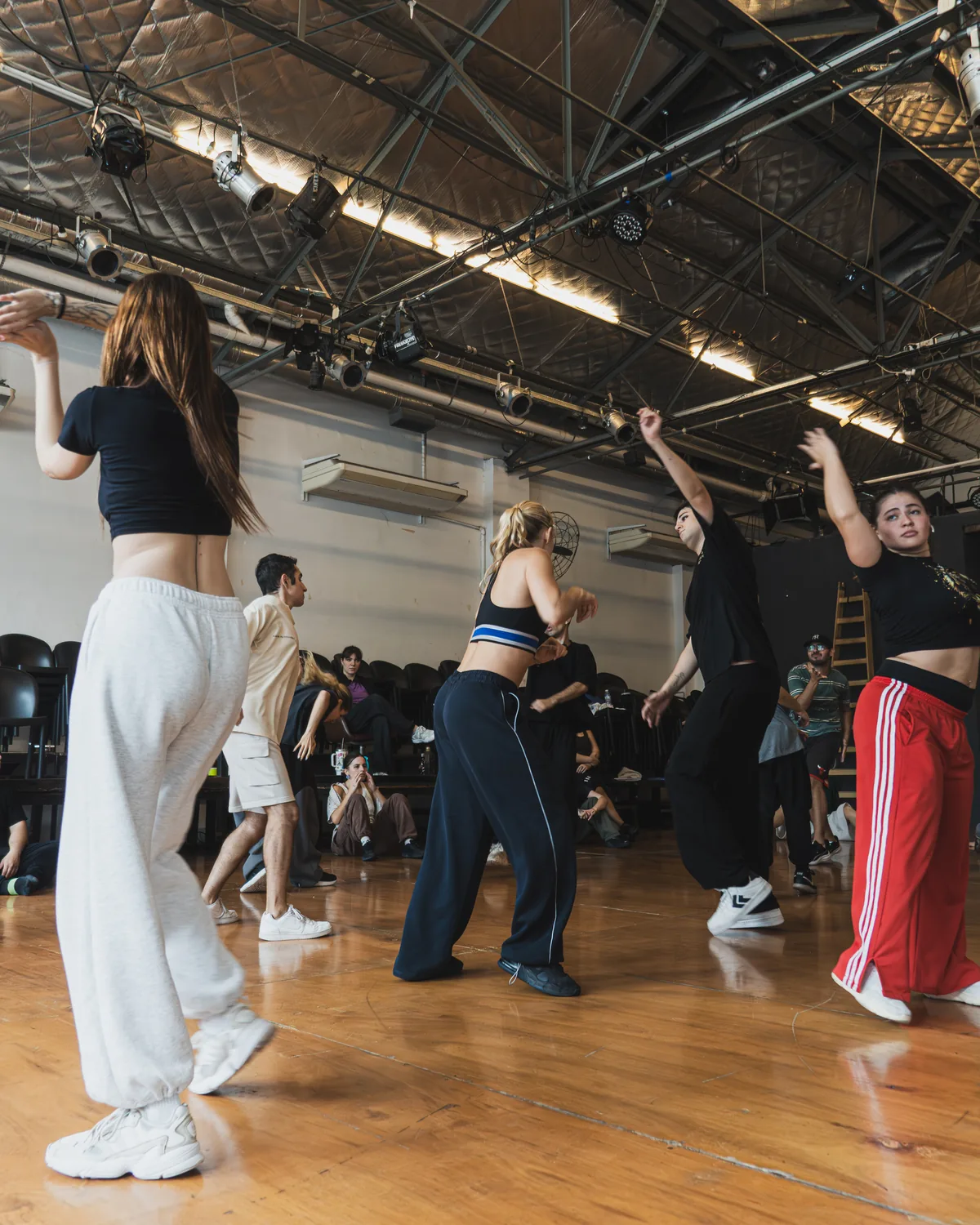 Grupo de estudiantes bailando en plena clase de danza